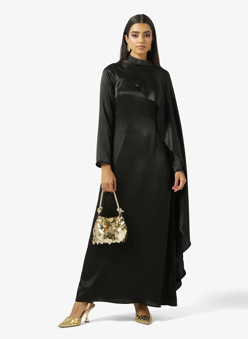 فيرو مودا فستان ماكسي بكتف واحد وأكمام كاب